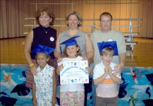 Proud parents Tiffany Pelton Cosme, Sally Bayless Robertson & Joseph Rainwater with their children